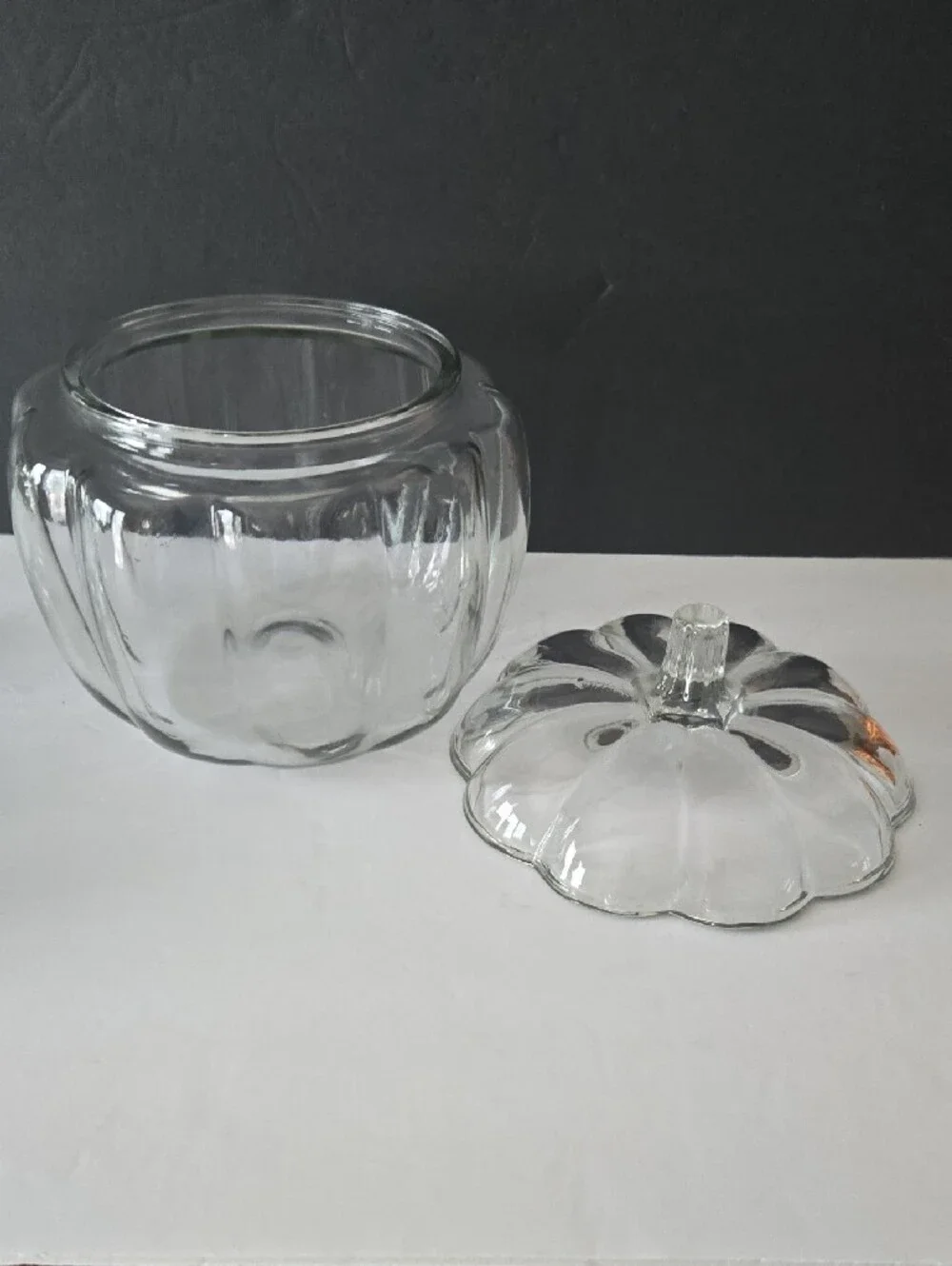 Robert Stanley Clear Glass Pumpkin Shaped Cannister Jars with Lids - Set of 2